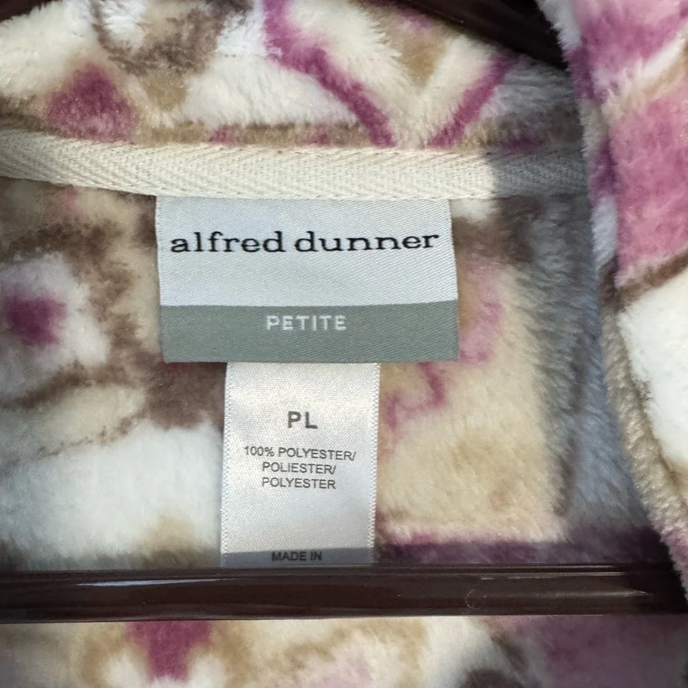 Alfred Dunner Cream and Purple Teddy Jacket - Picture 2 of 3